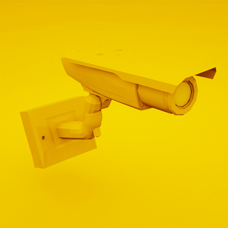 Yellow CCTV Camera or Security Camera. 3D illustration.の写真素材