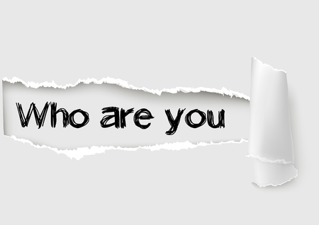 Who are you question written under the curled piece of White torn paper.のイラスト素材