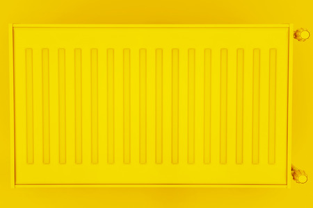 3D Radiator, yellow background. 3D illustration.の写真素材