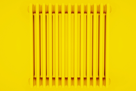 Yellow Steel tubular radiator. 3D illustration.の写真素材