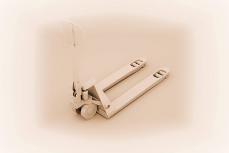 Hand pallet truck isolated on white background. 3d illustration.
