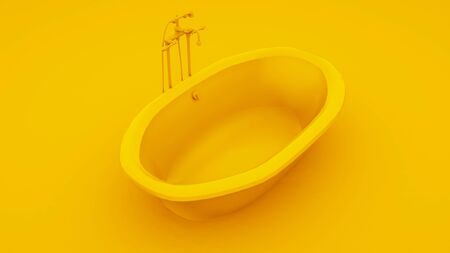 Modern bathtub isolated on yellow background. 3d illustration.