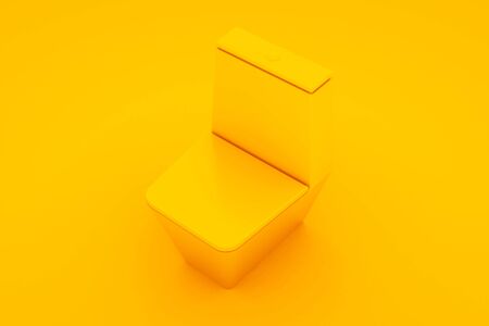 Lavatory pan isolated on yellow background. 3d illustration.の写真素材