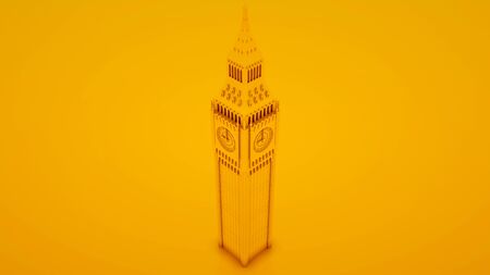 Big Ben Isolated isolated on yellow background. 3d illustration.