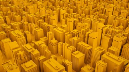 Yellow Urban isometric area with skyscrapers. 3d illustration.の写真素材