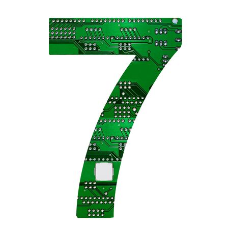 Number 1, Alphabet in circuit board style. Digital hi-tech letter isolated on white. 3d...