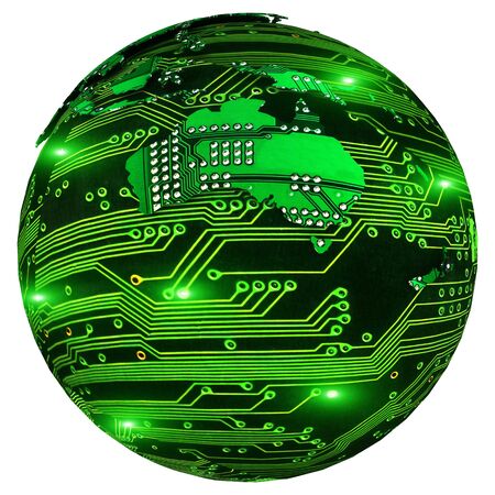 The planet with the circuit board surface. Technology concept. 3d illustration.