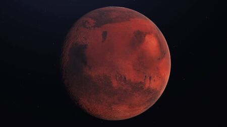Orbiting Planet Mars. High quality 3D Rendering.の写真素材