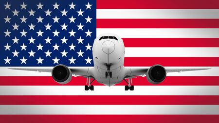 Flights to USA, travel concept. 3D rendering.の写真素材