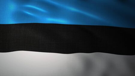 National Fabric Wave Closeup Flag of Estonia Waving in the Wind. 3d illustration.