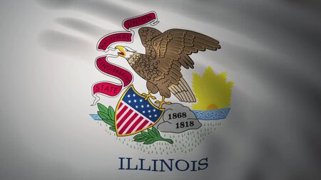 Realistic waving flag of Illinois. 3d rendering.の写真素材