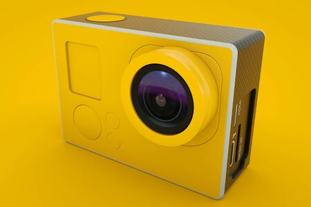 Yellow Action Camera isolated. 3D illustration.の写真素材