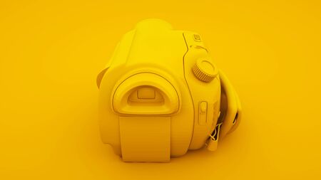 Yellow Video Camera. Minimal idea concept, 3d illustrationの写真素材