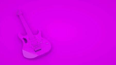 Electric Guitar on purple background. Minimal idea concept, 3d rendering.の写真素材