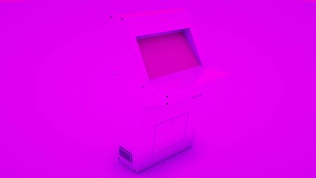 Slot Machine on purple background. Minimal idea concept, 3d rendering.の写真素材