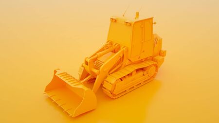 Track Loader Isolated on yellow background. 3d illustration.の写真素材