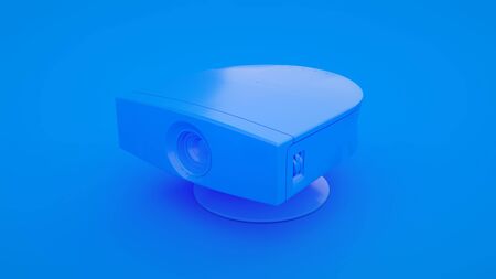 Multimedia Projector isolated on blue background. 3d illustration.の写真素材