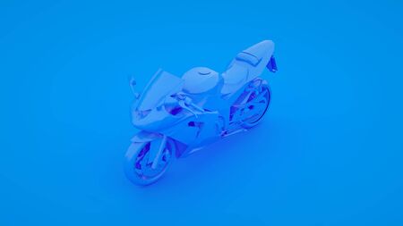 Modern Motorbike isolated on blue background. 3d renderingの写真素材