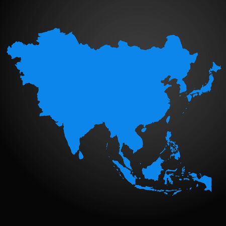 Asia map icon isolated on black background. Travel worldwide icon.の写真素材