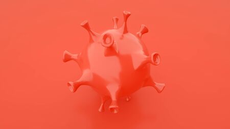 2019 nCov coronavirus cell outbreak and coronaviruses influenza red background concept dangerous flu shot pandemic medical health risk with disease. 3d rendering.の写真素材