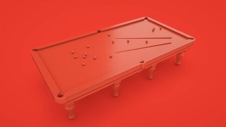 Snooker Table isolated on red background. 3d rendering.