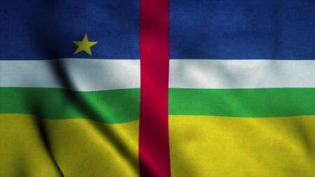 Central African Republic flag waving in the wind. National flag of Central African Republic. Sign of Central African Republic. 3d illustration.の写真素材