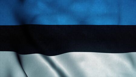 Estonia flag waving in the wind. National flag of Estonia. Sign of Estonia. 3d illustration.の写真素材
