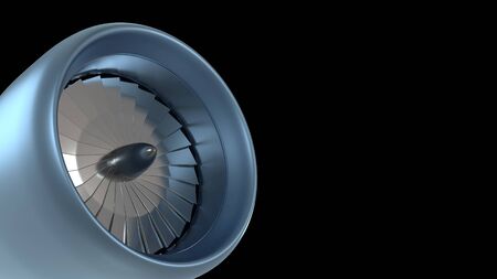 Jet engine isolated on black background. 3d rendering.の写真素材
