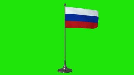 Russia small flag fluttering on a flagpole. Green screen background. 3d rendering.の写真素材