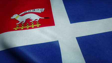 Flag of Saint Malo flag, city of France, waving in wind. Realistic flag background. 3d renderingの写真素材