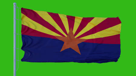 State flag of Arizona waving in the wind against green screen background. 3d illustrationの写真素材