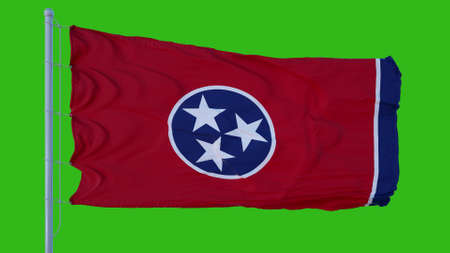 State flag of Tennessee waving in the wind against green screen background. 3d illustrationの写真素材