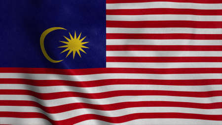 The national flag of Malaysia is flying in the wind. 3d renderingの写真素材