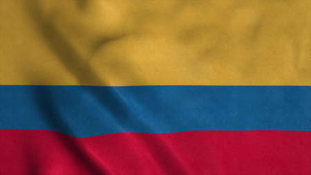 The national flag of Colombia is flying in the wind. 3d illustrationの写真素材