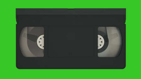 VHS cassette. Old video tape record system. Video cassette isolated on green screen. 3d renderingの写真素材