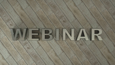 WEBINAR word written on a wooden background. 3d illustration