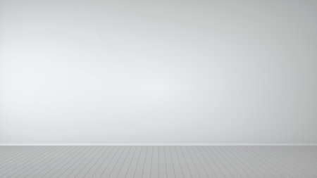 Empty white room with parquet floors. Mock-up template for display or montage of product. 3d renderingの写真素材
