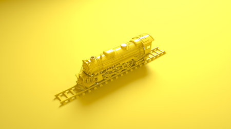 Locomotive Train isolated on yellow background. 3d rendering