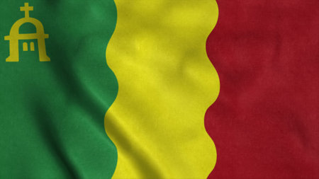 Loiza flag, city of Puerto Rico, waving in wind. 3d illustrationの写真素材