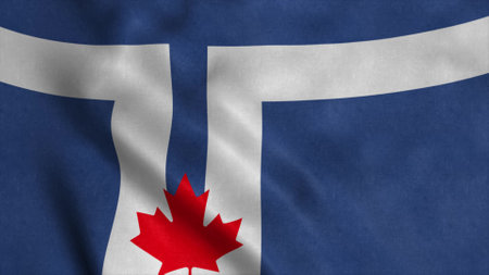 Flag of Toronto waving in wind. Realistic Toronto flag backgroundの写真素材