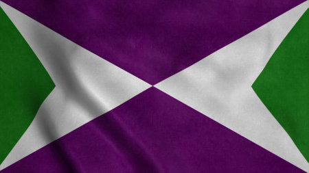 Yabucoa flag, city of Puerto Rico, waving in wind. 3d illustrationの写真素材