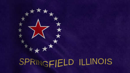 Springfield flag, Illinois, United States of America. 3d illustrationの写真素材