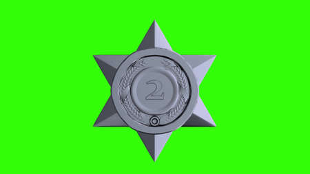 Silver star trophy on green screen background. 3d illustrationの写真素材