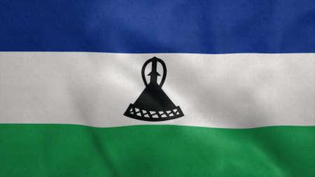 National flag of Lesotho blowing in the wind. 3d renderingの写真素材