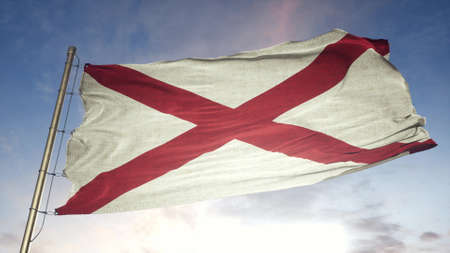 Alabama US State grunge flag. Alabama dirty flag with highly detailed fabric texture. 3d...