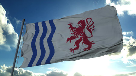 Flag of the of Nouvelle-Aquitaine, region of France. 3d renderingの写真素材