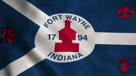 Fort Wayne city flag, city of Indiana in USA or United States of America. 3d renderingの写真素材
