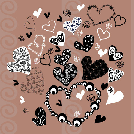seamless texture. Elements of the heart, various formsのイラスト素材