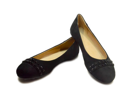 Shoes black. Light shoes black shoes with black rhinestones.の写真素材