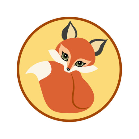 This is a cute image of a baby fox.のイラスト素材